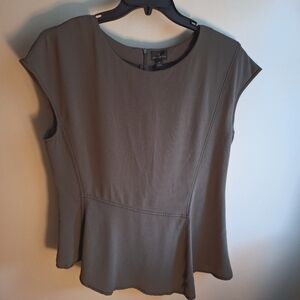 Worthington Army Green Peplum Blouse with Cap Sleeves Size L